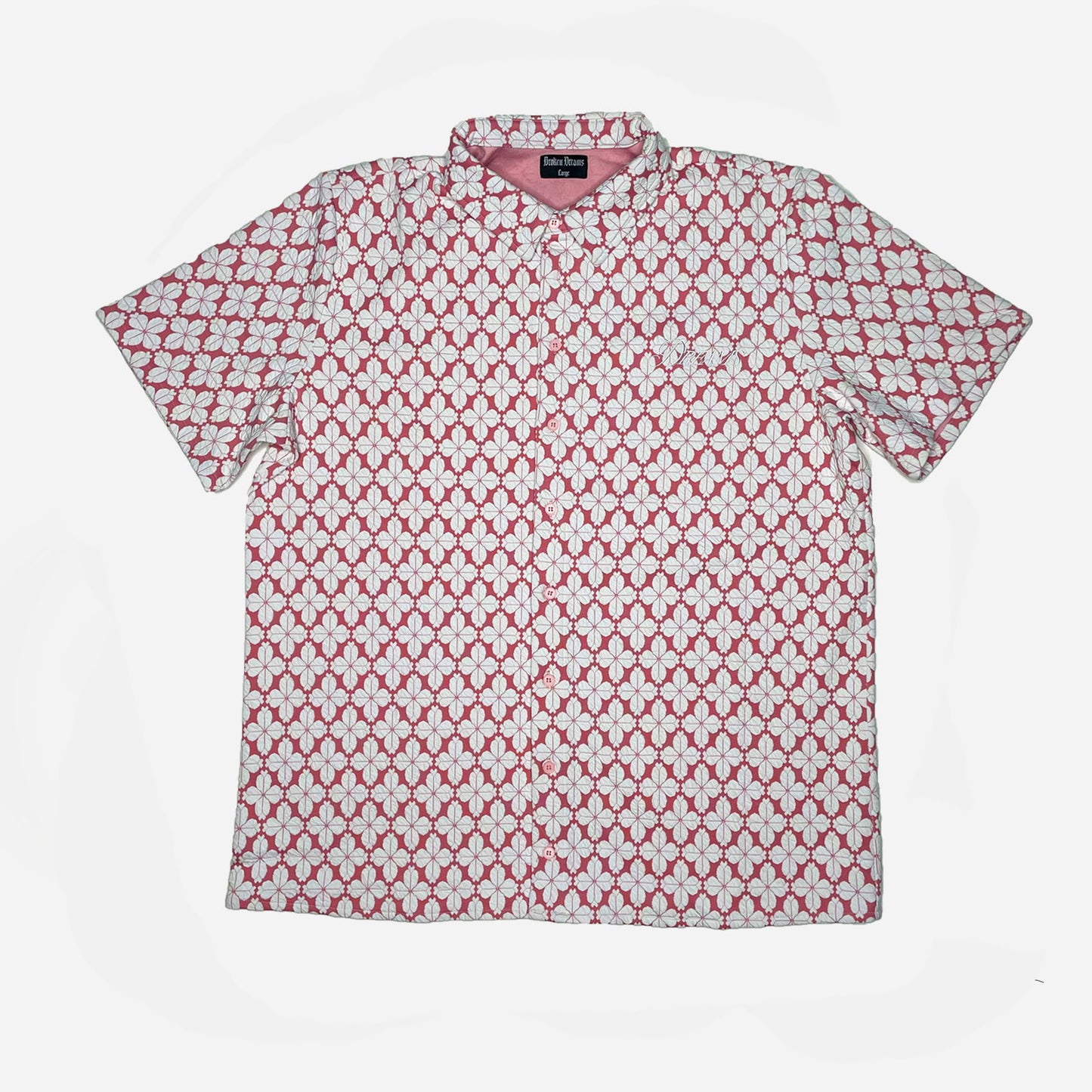 Jacquard Button Up Shirt White/Pink