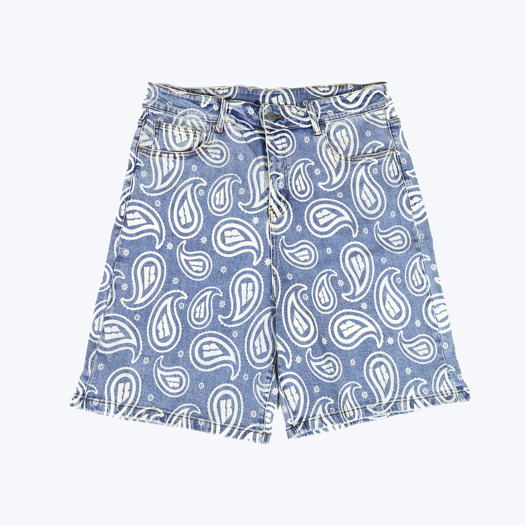 パンツ REFLEXION JACQUARD PAISLEY DENIM SHORTS Dreams Paisley Denim Shorts – Broken Dreams