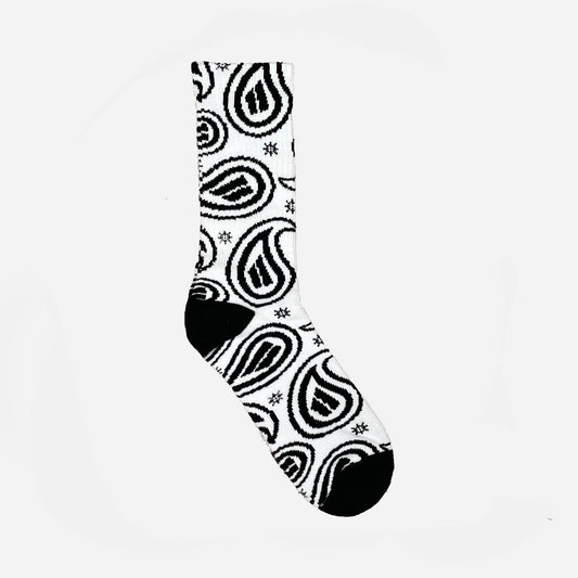 Paisley Crew Socks White/Black