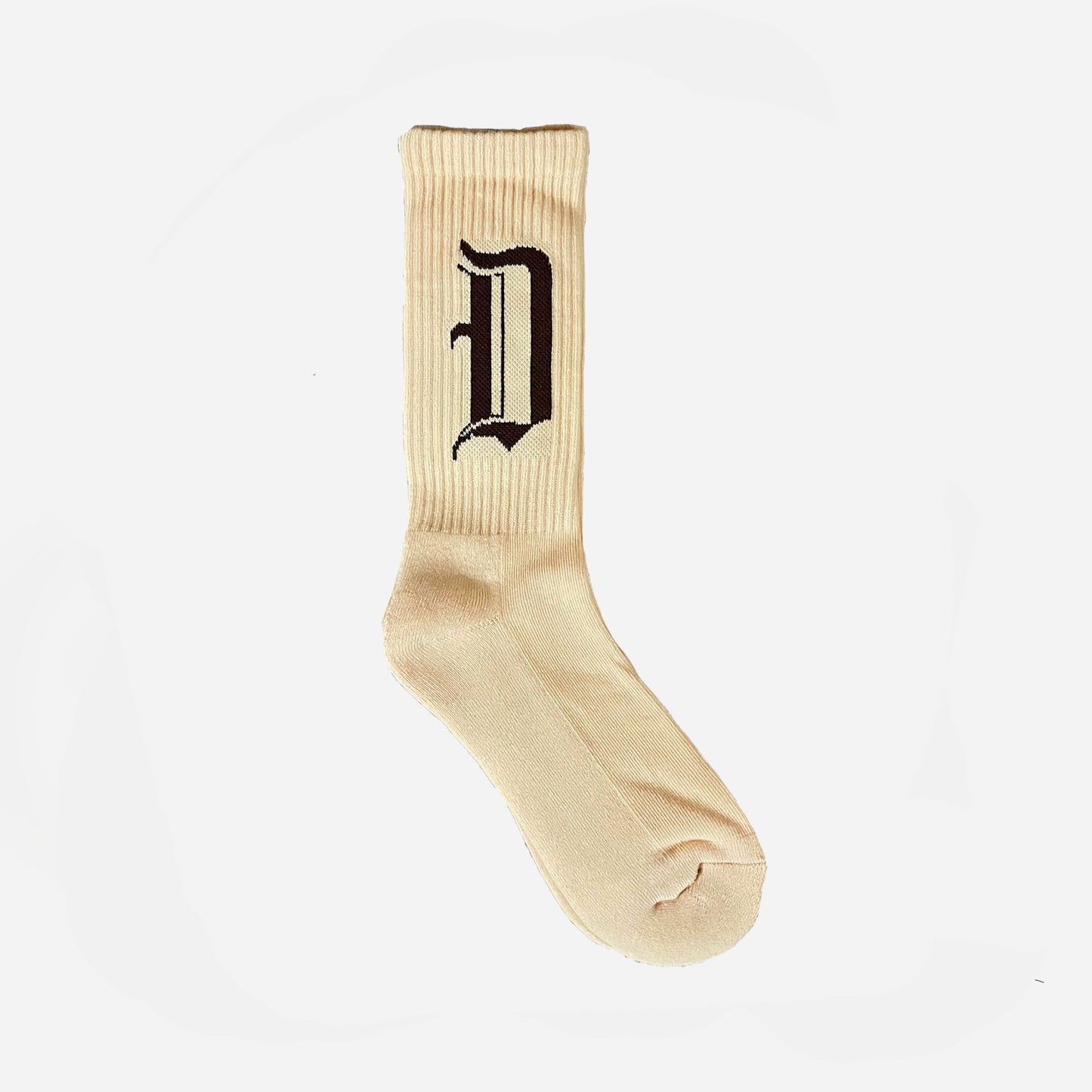 D Logo Crew Socks Cream/Brown