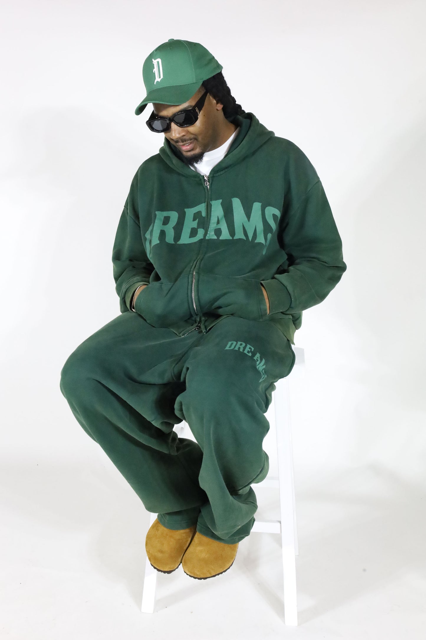 Dreams Zip Up Hoodie Vintage Green Washed