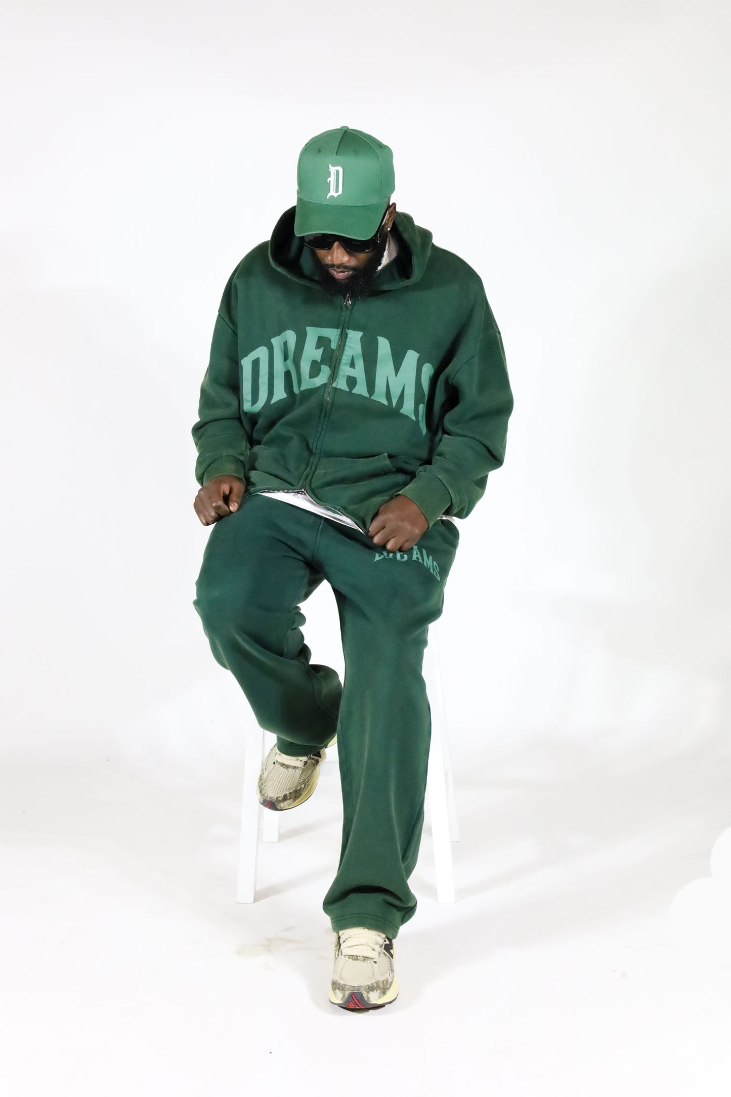 Dreams Zip Up Hoodie Vintage Green Washed